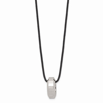 Tungsten Polished Leather Cord Necklace