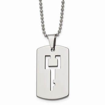 Tungsten Dog Tag with Key Cut-out Necklace