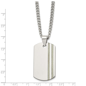 Tungsten Polished w/Grey Carbon Fiber Inlay 24in Dog Tag Necklace