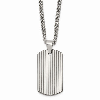 Tungsten Polished Dog Tag Necklace