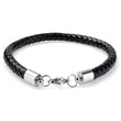 Braided Black Leather Mens Bracelet 6 MM 8.50 Inches with Lobster Stainless Steel Clasp - Birthstone Company