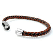 Braided Black/Brown Leather Mens Bracelet 6 MM 8.50 Inches with Stainless Steel Magnetic Clasp - Birthstone Company
