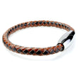 Braided Black/Brown Leather Mens Bracelet 6 MM 8.50 Inches with Stainless Steel Magnetic Clasp - Birthstone Company