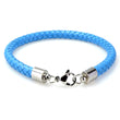 Braided Light Blue Leather Mens Bracelet 6 MM 8.50 Inches with Stainless Steel Magnetic Clasp - Birthstone Company