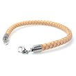 Braided Beige Leather Mens Bracelet 6 MM 8.50 Inches with Stainless Steel Magnetic Clasp - Birthstone Company