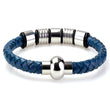Braided Dark Blue Leather Mens Bracelet 6 MM 8.50 Inches with Stainless Steel Magnetic Clasp - Birthstone Company