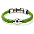 Braided Green Leather Mens Bracelet 6 MM 8.50 Inches with Stainless Steel Magnetic Clasp - Birthstone Company