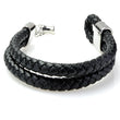 Braided Black Leather Mens Bracelet 10 MM 8.50 Inches with Stainless Steel Magnetic Clasp - Birthstone Company