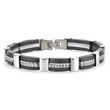 Mens Stainless Steel and Black Rubber Link Bracelet 8.50 inches - Birthstone Company