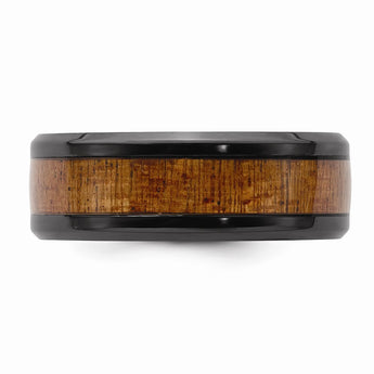 Black Zirconium Polished with Wood Inlay 8mm Band