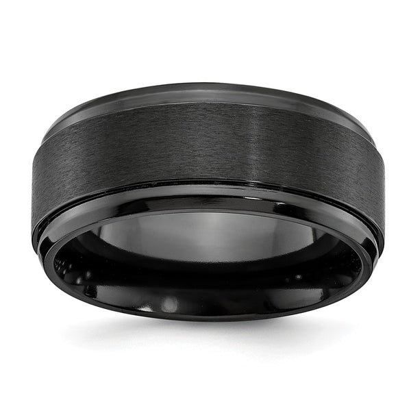 Black Zirconium Polished with Brushed Center Beveled Edge 9mm Band