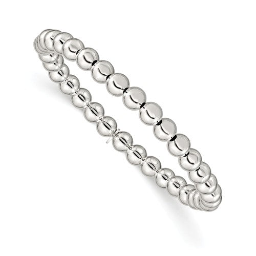 Sterling Silver Polished Bead Stretch Bracelet - Birthstone Company
